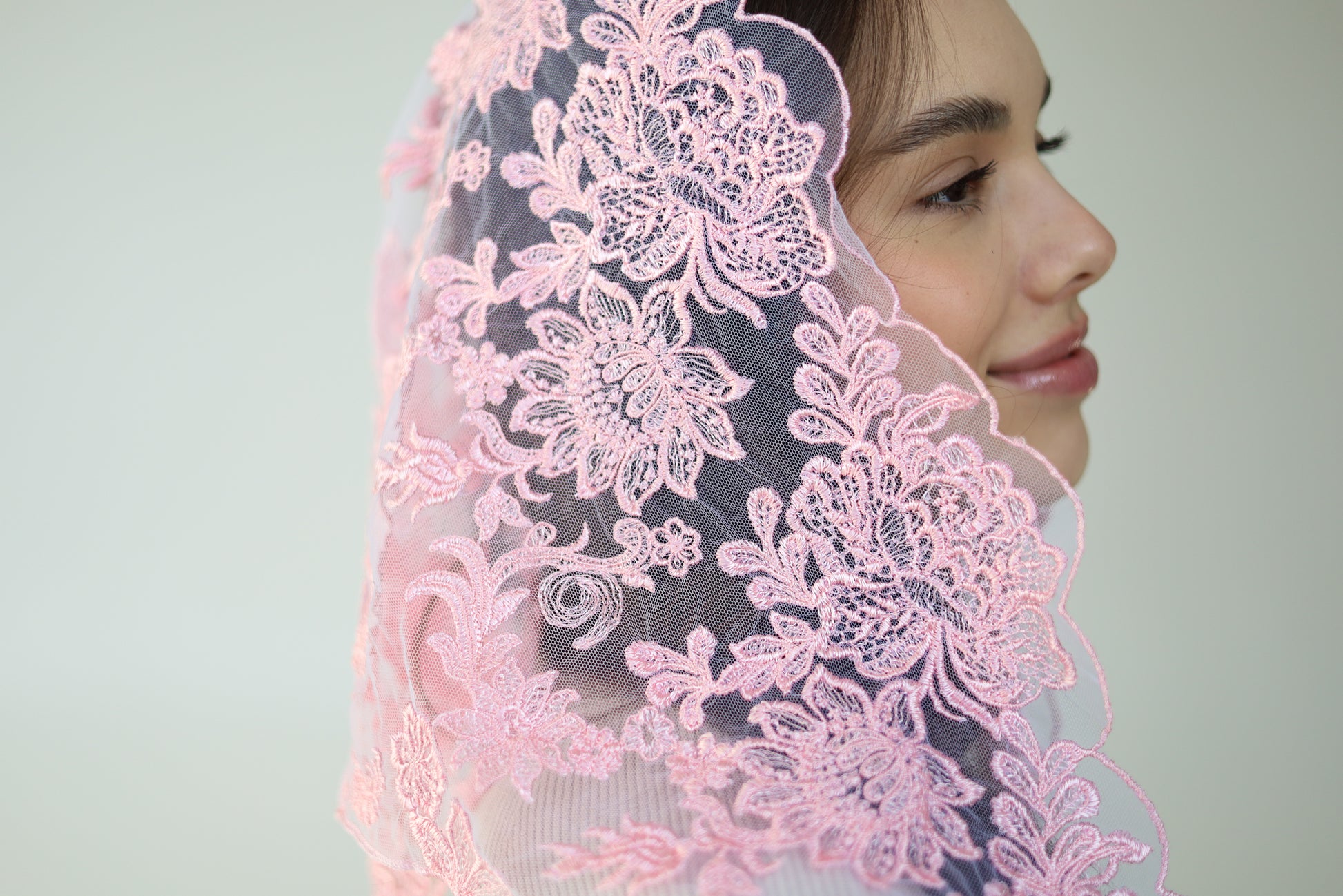FLORAL PINK VEIL - MariaVeils