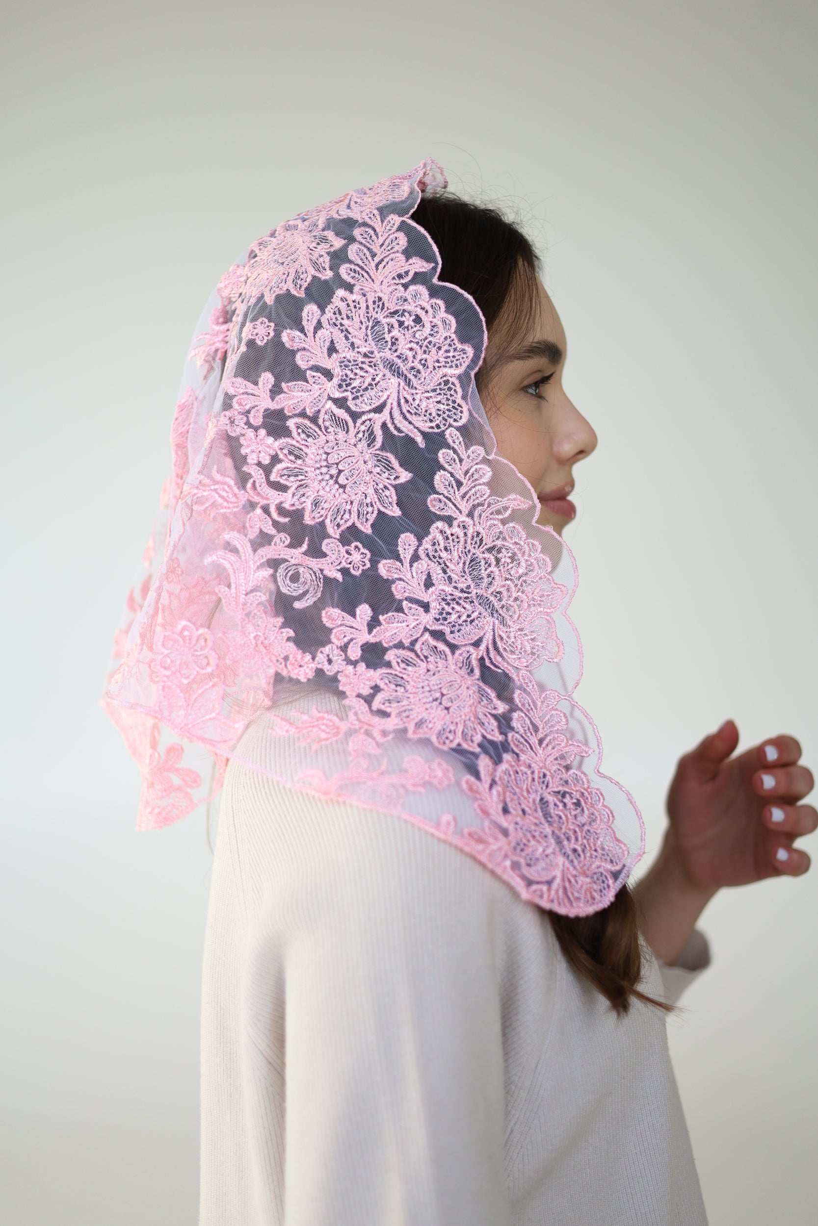 FLORAL PINK VEIL - MariaVeils
