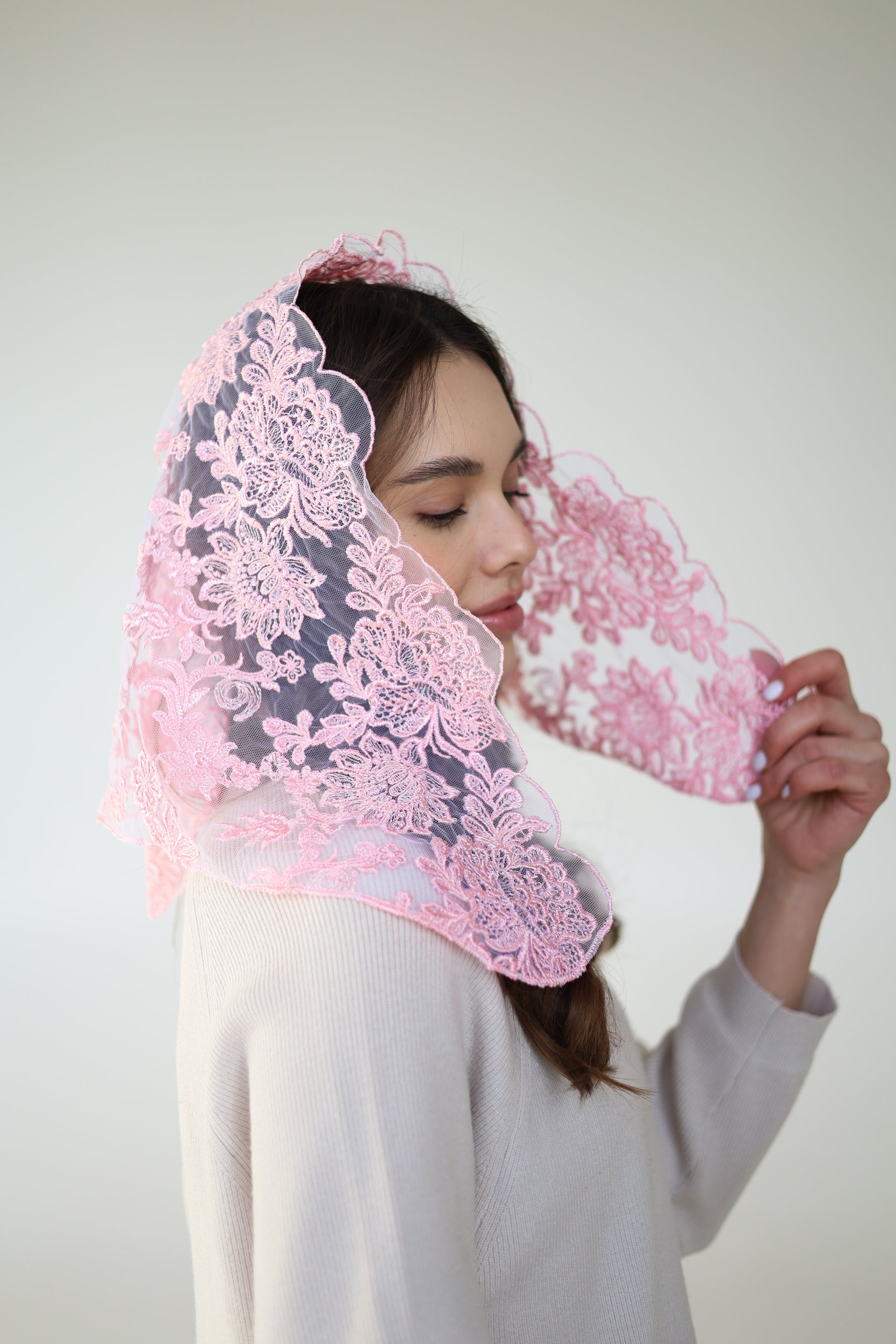 FLORAL PINK VEIL - MariaVeils