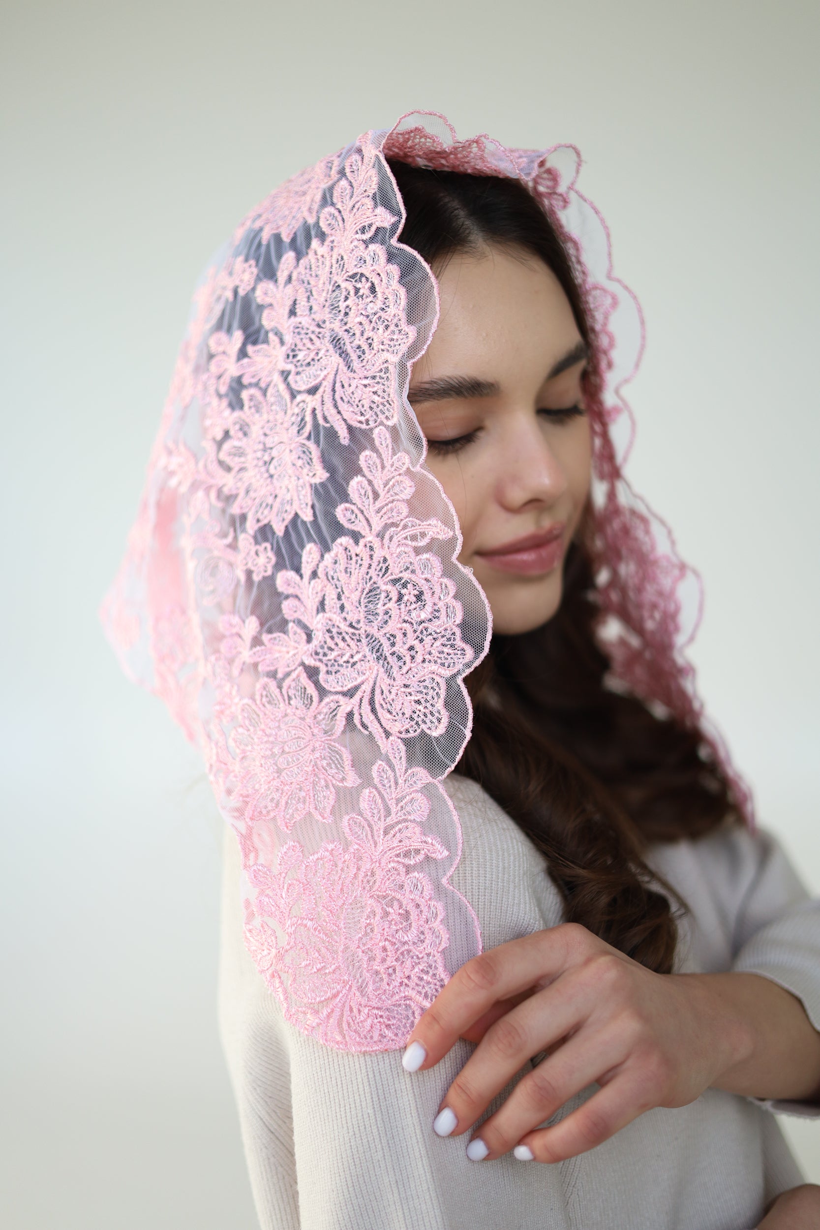 FLORAL PINK VEIL - MariaVeils