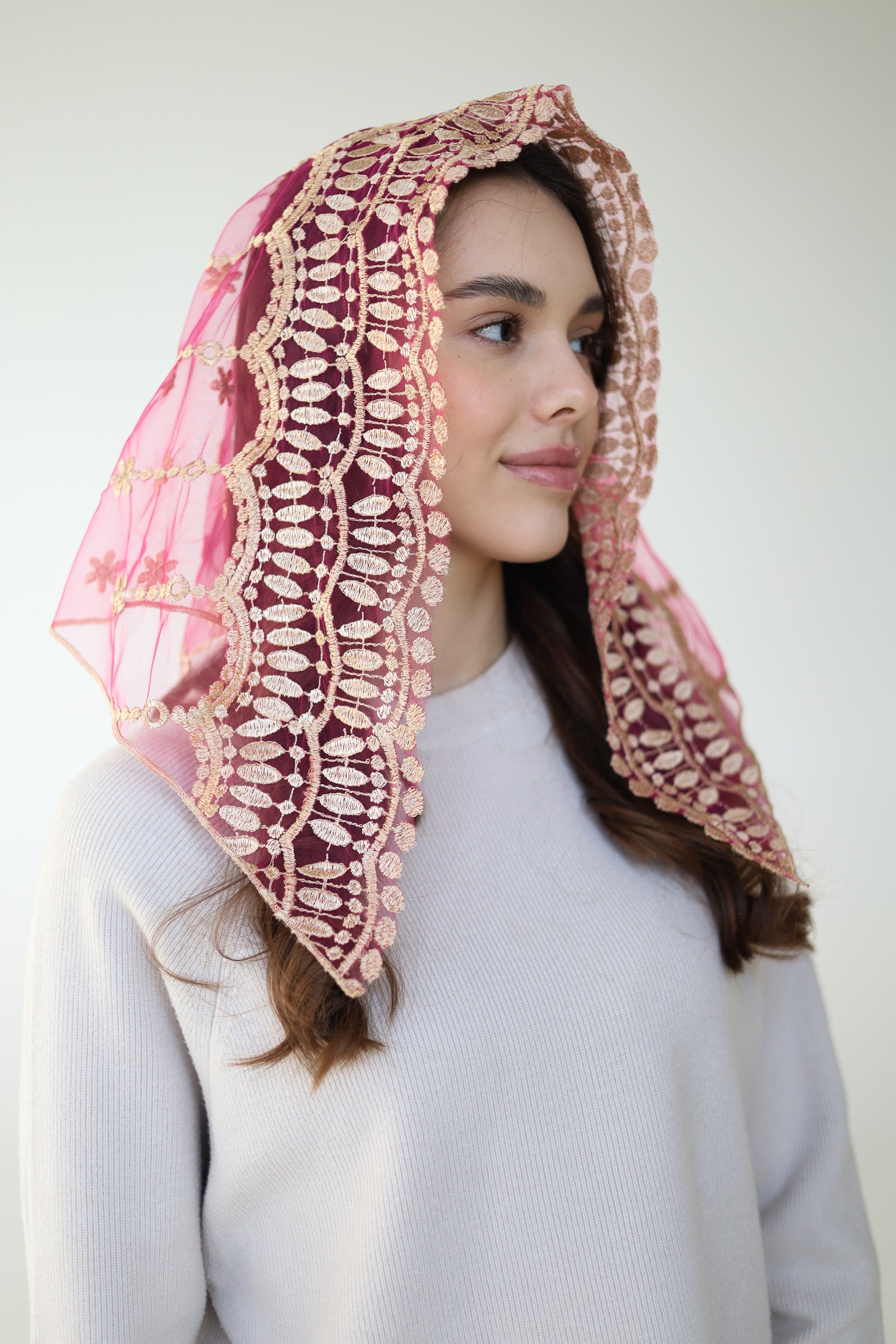 SHORT PINK & GOLD VEIL - MariaVeils