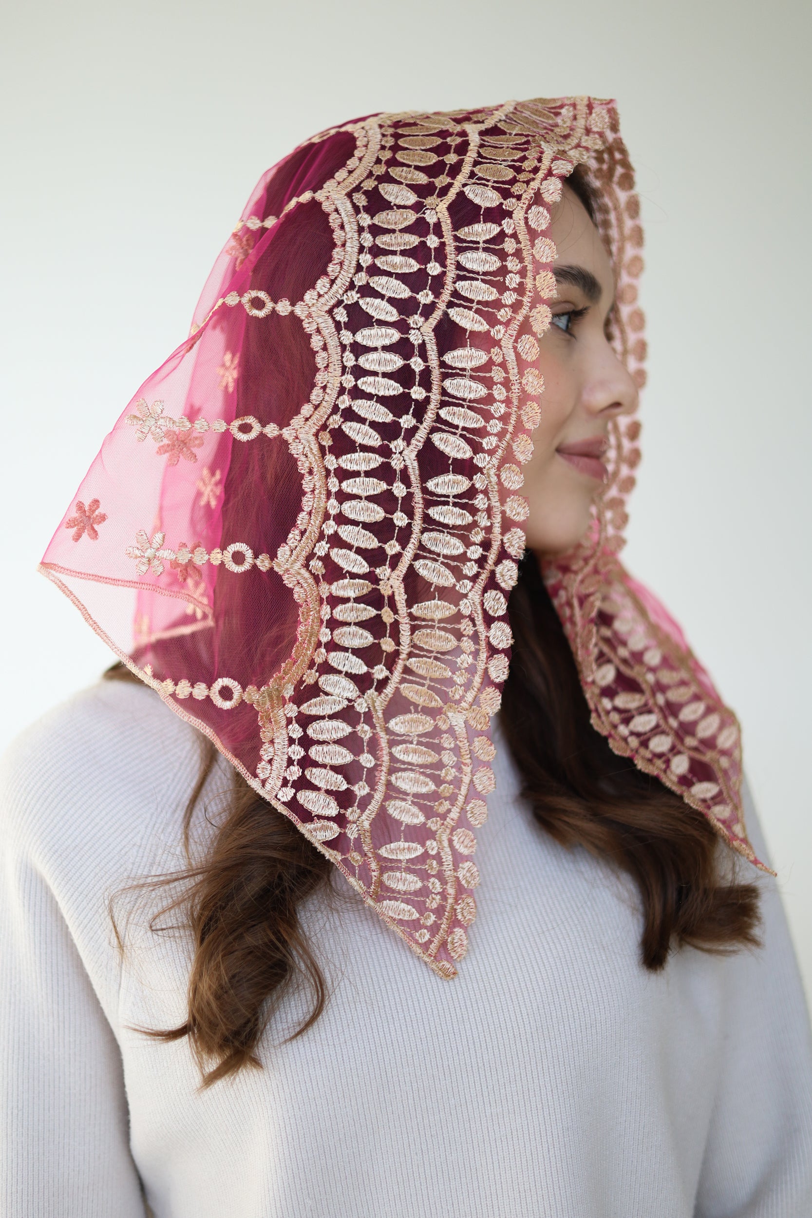 SHORT PINK & GOLD VEIL - MariaVeils