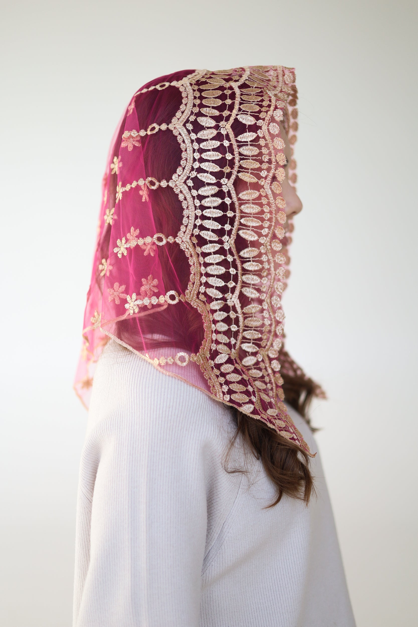 SHORT PINK & GOLD VEIL - MariaVeils