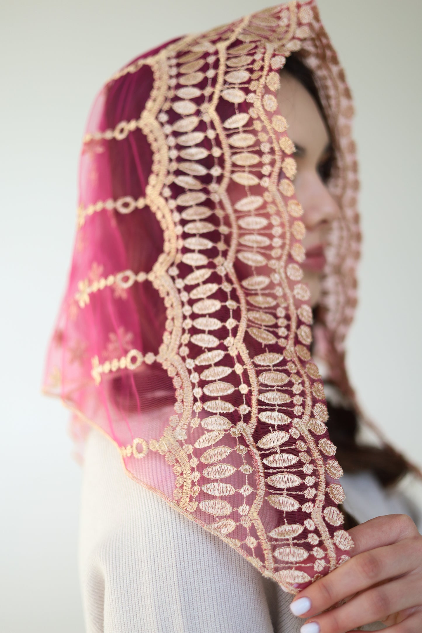 SHORT PINK & GOLD VEIL - MariaVeils