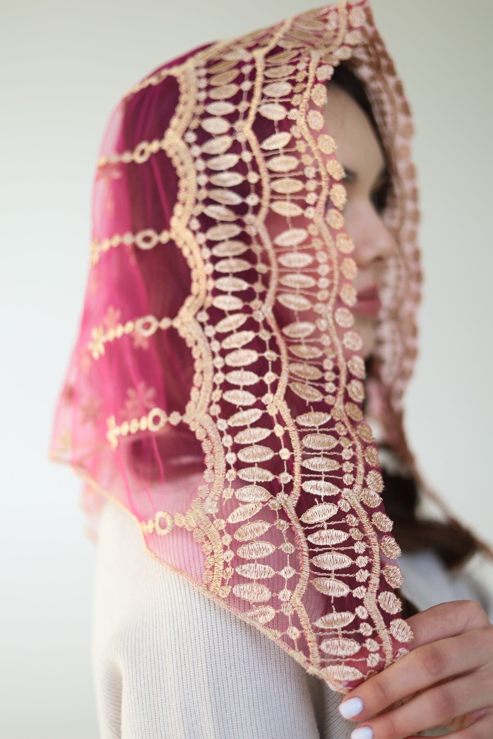 SHORT PINK & GOLD VEIL - MariaVeils