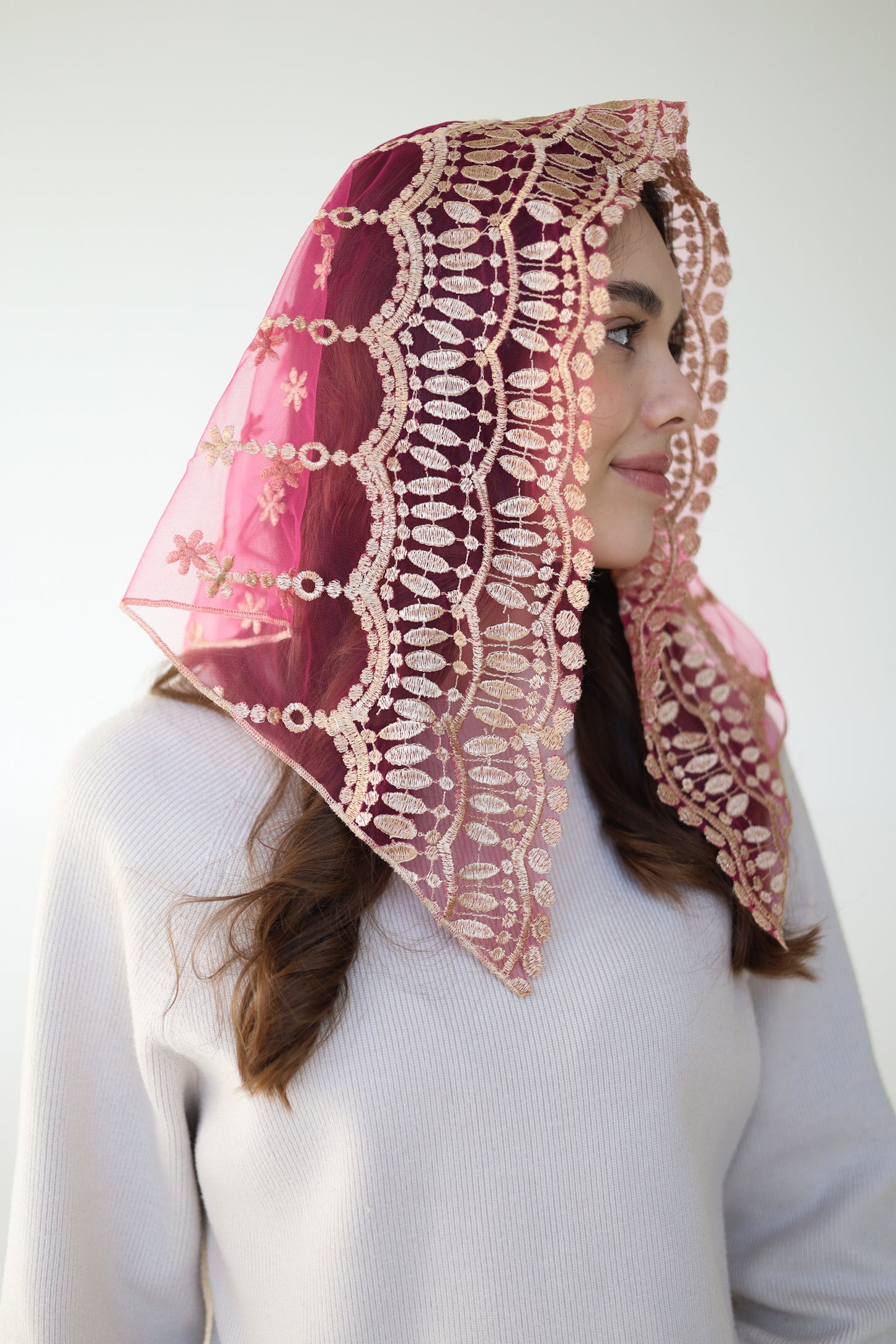 SHORT PINK & GOLD VEIL - MariaVeils