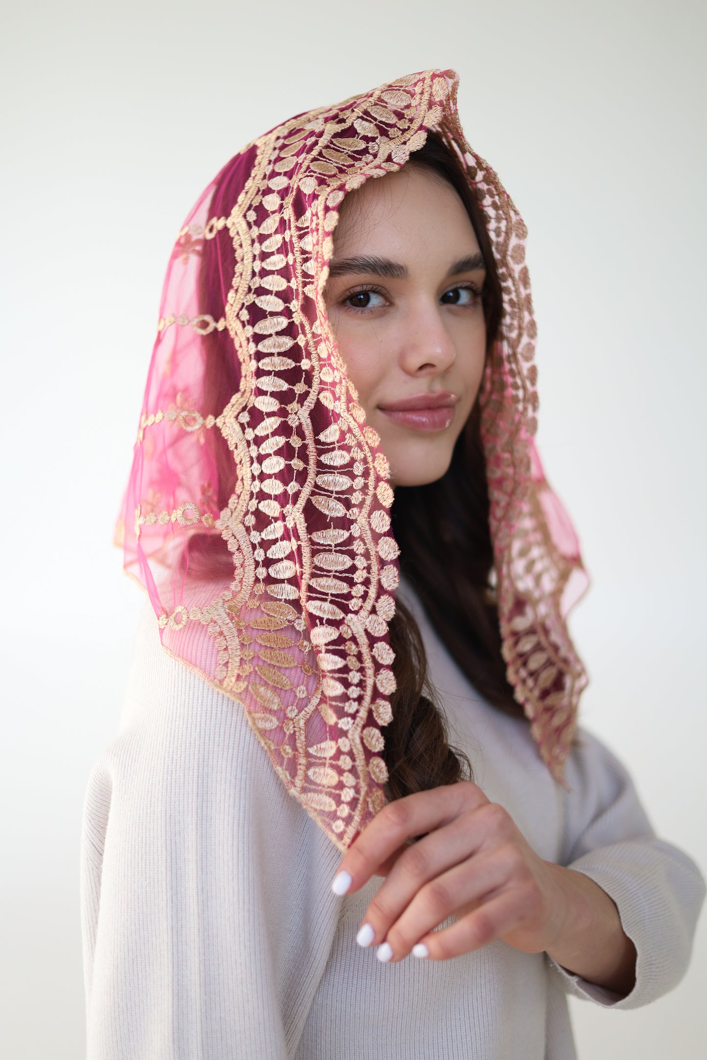 SHORT PINK & GOLD VEIL - MariaVeils