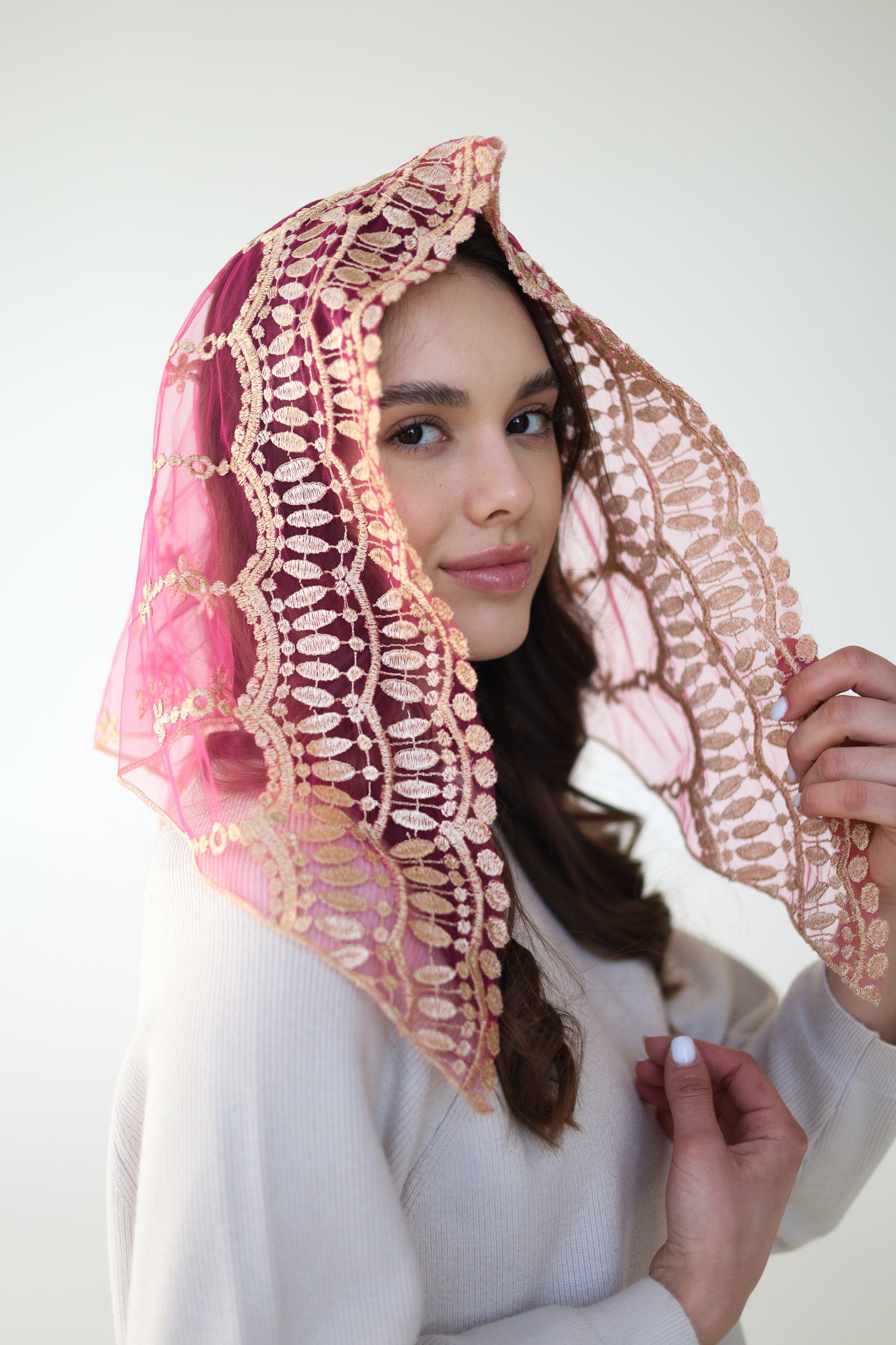 SHORT PINK & GOLD VEIL - MariaVeils