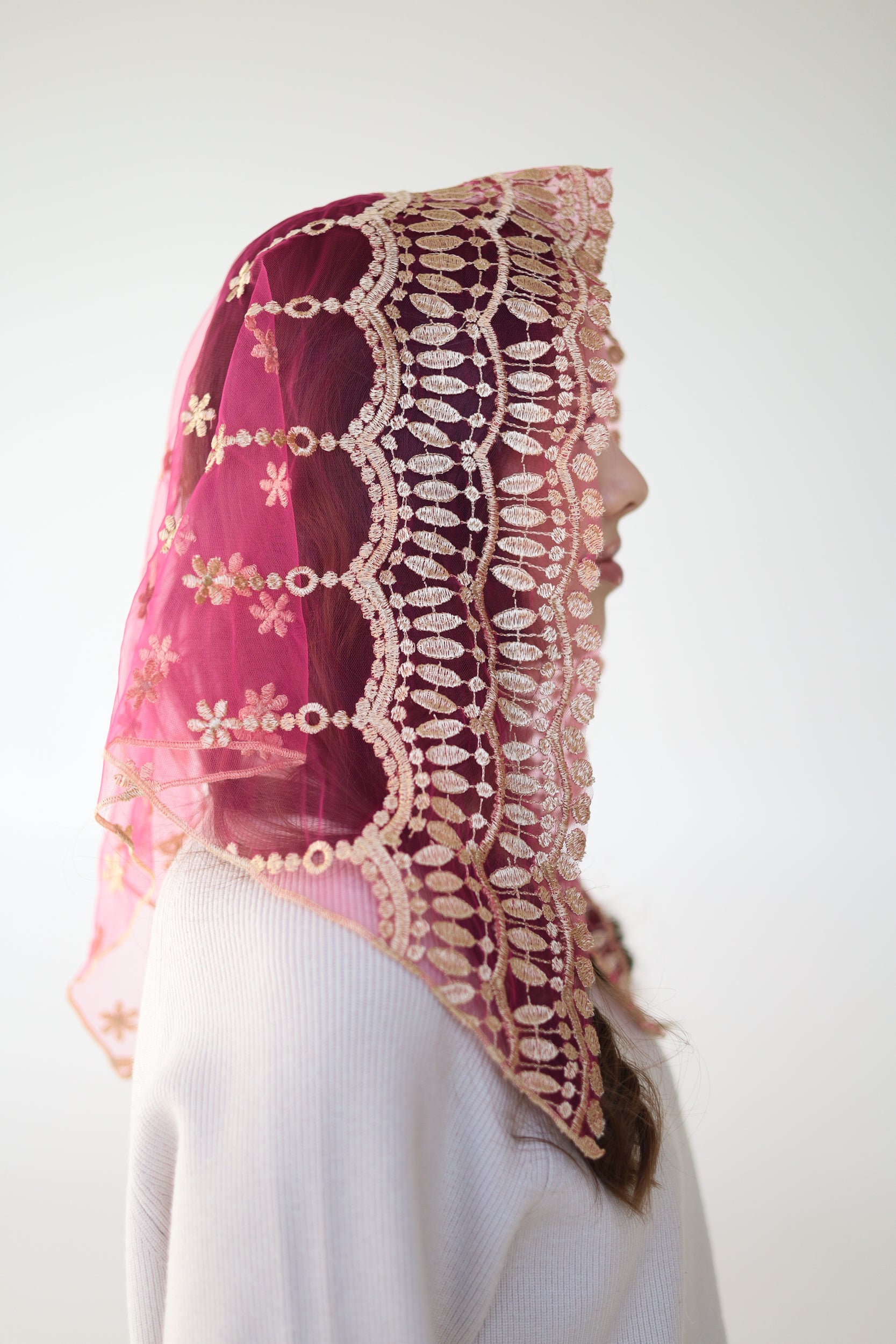 SHORT PINK & GOLD VEIL - MariaVeils