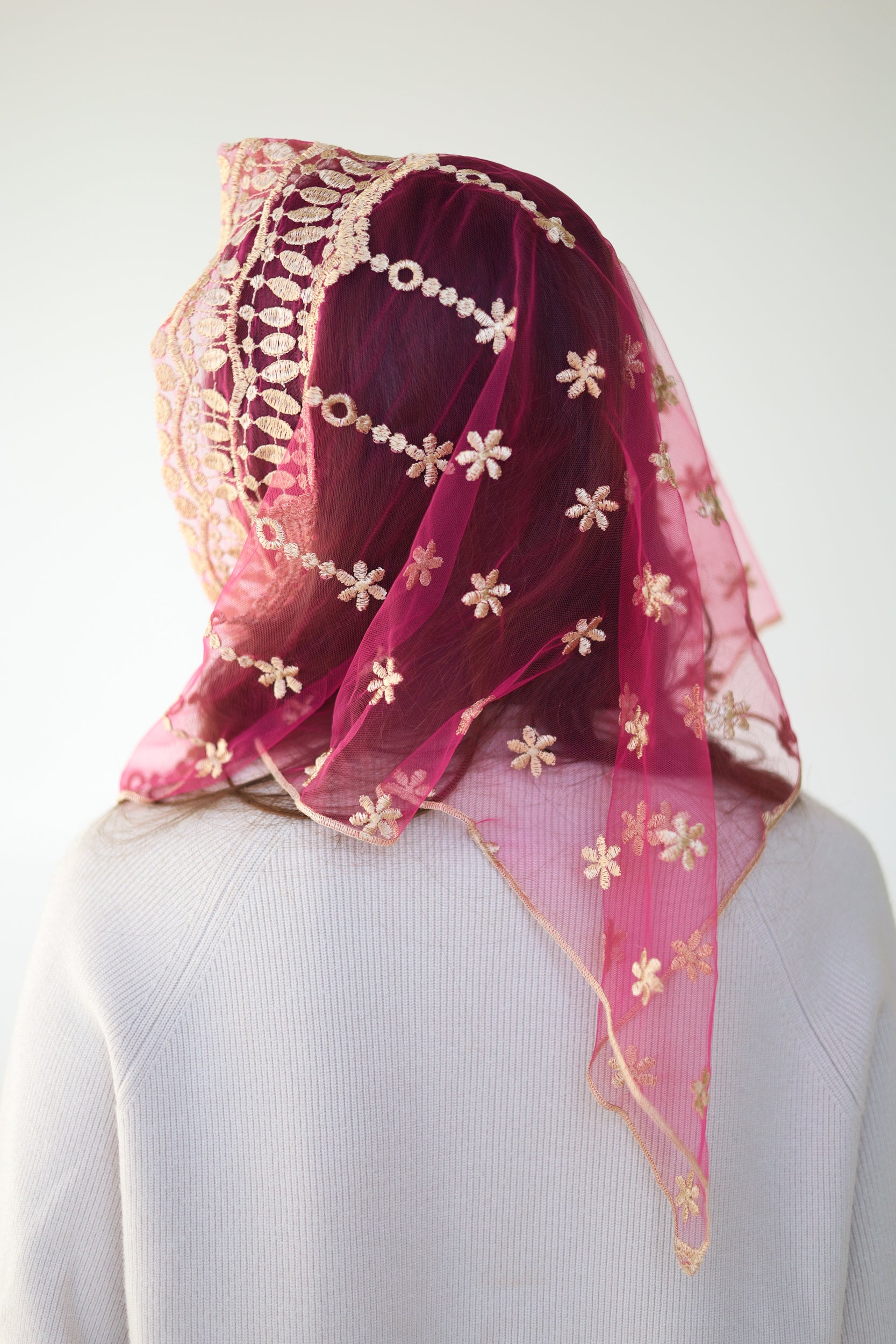 SHORT PINK & GOLD VEIL - MariaVeils