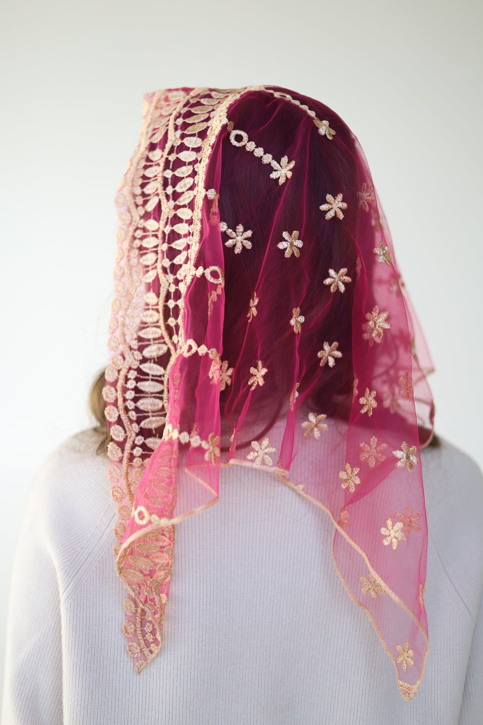 SHORT PINK & GOLD VEIL - MariaVeils