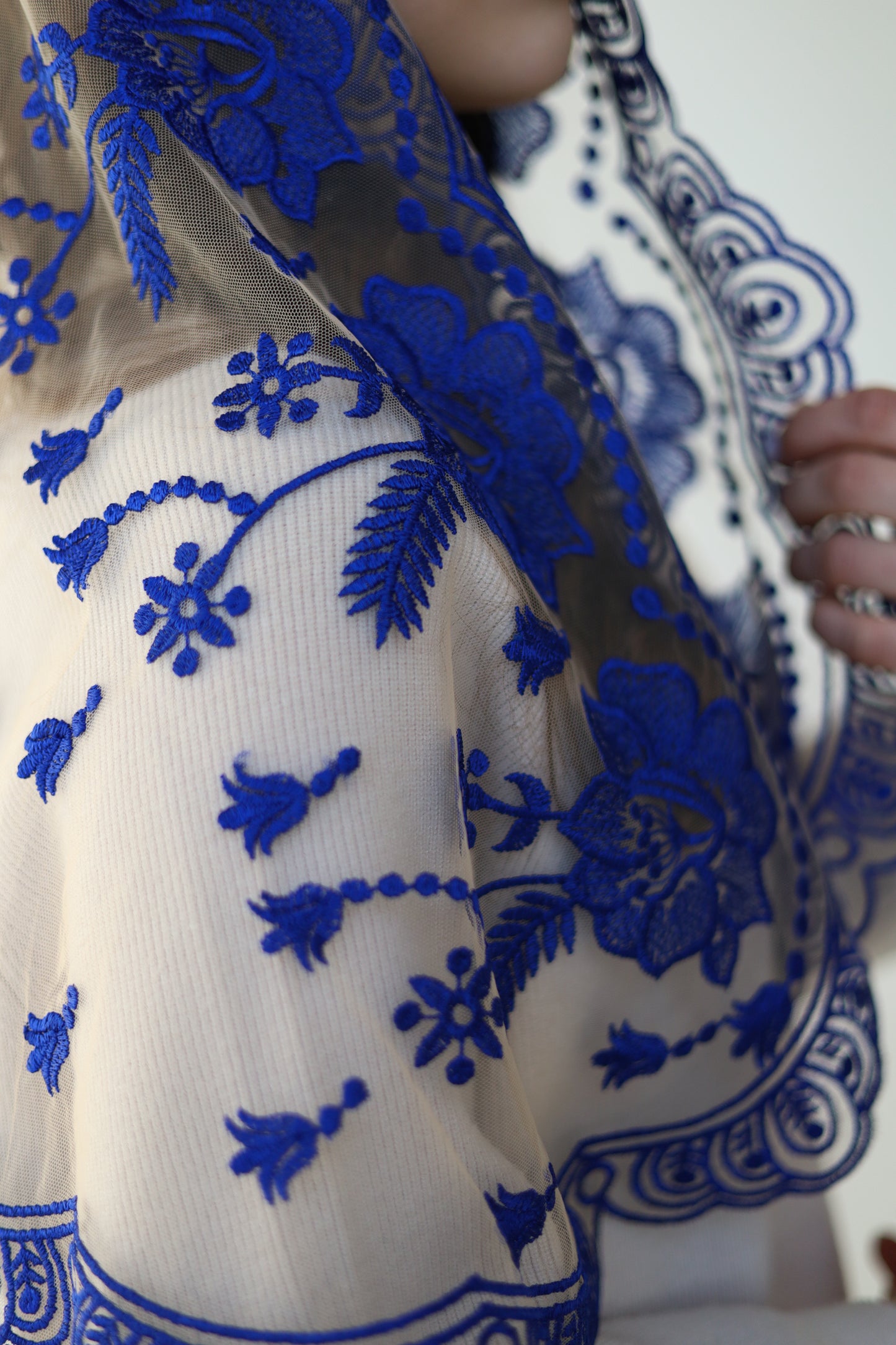 LONG VEIL WITH BLUE FLOWERS - MariaVeils