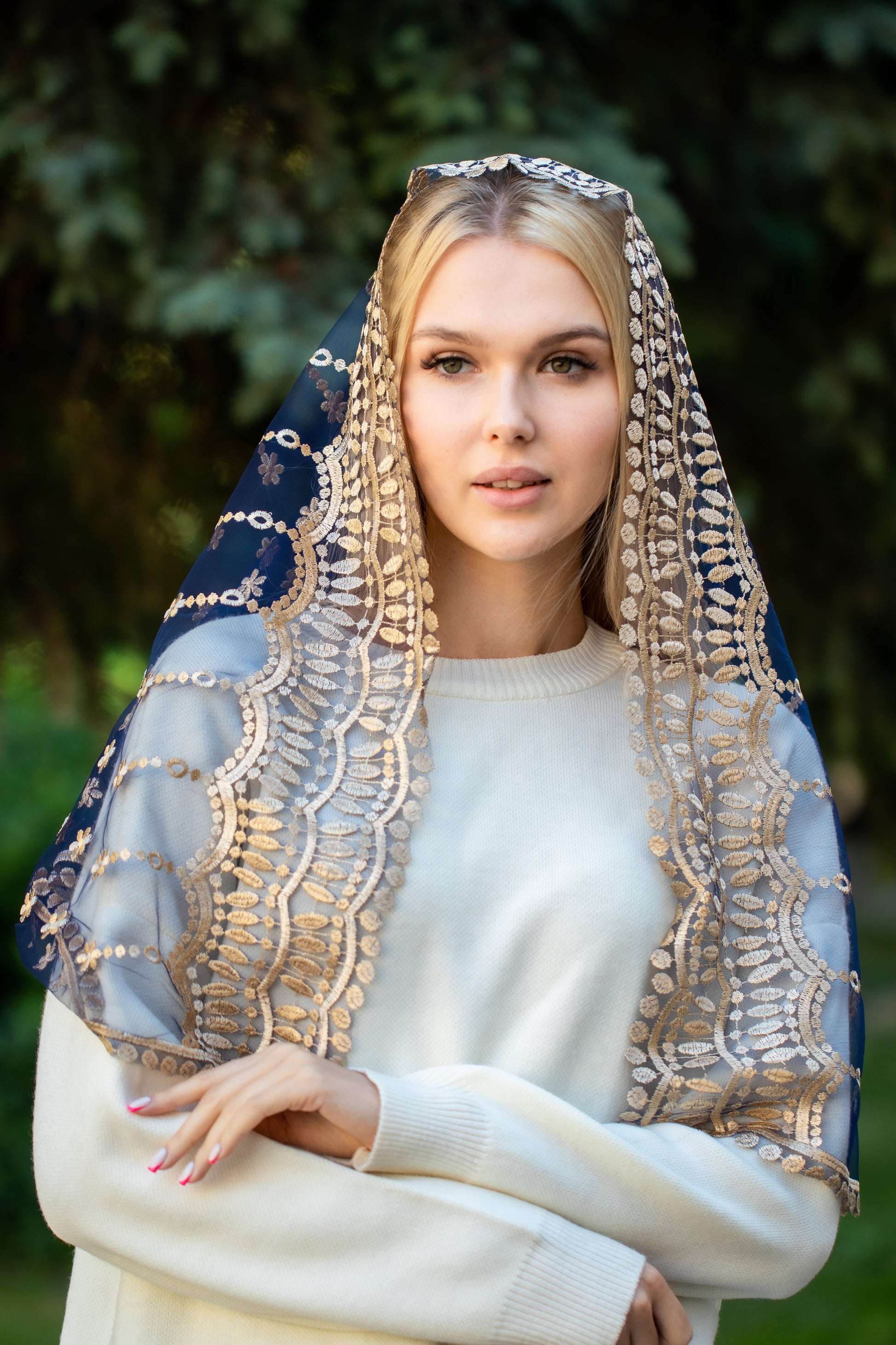 GOLD & PINK LONG VEIL - MariaVeils