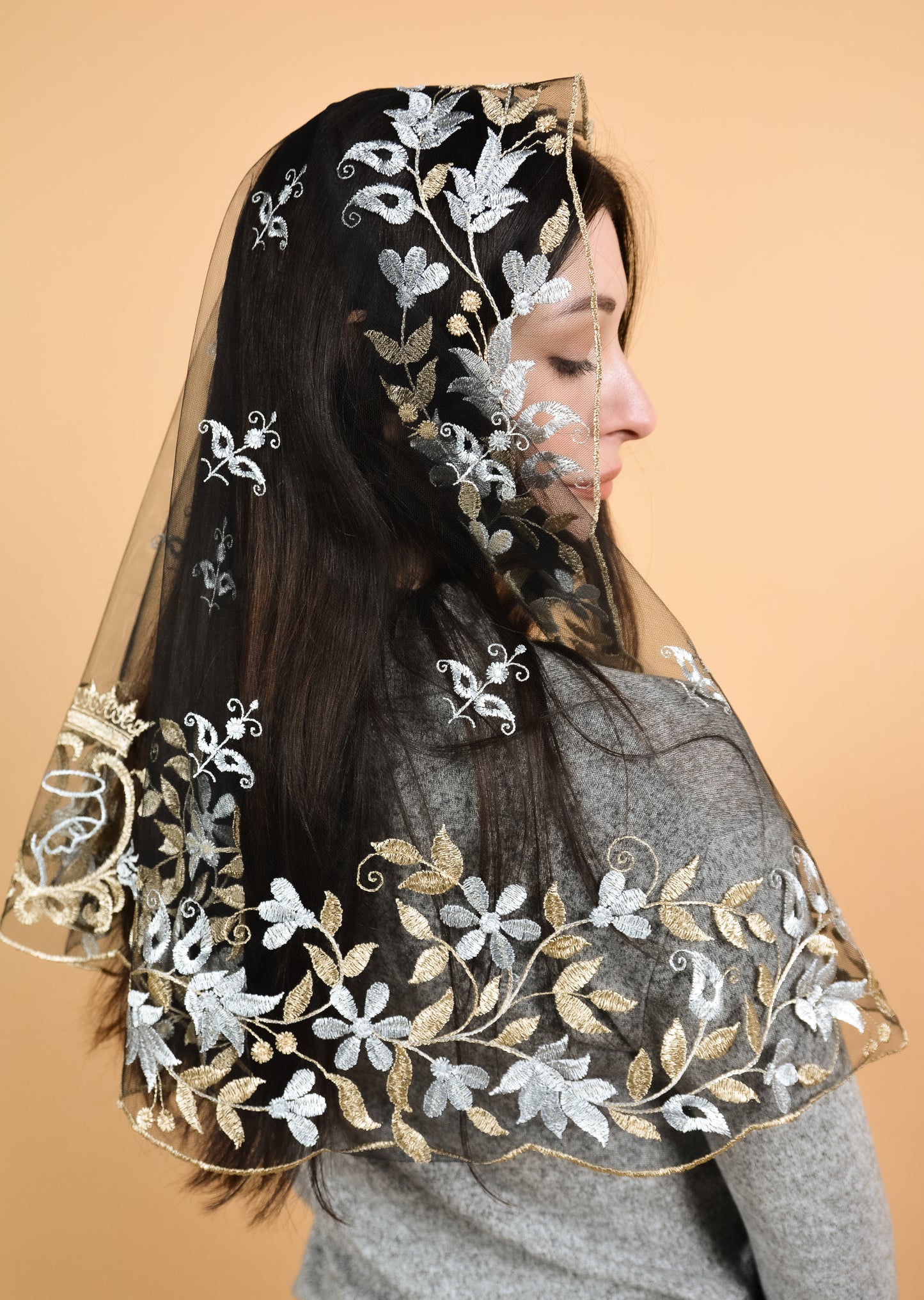 GOLD & SILVER LONG VEIL - MariaVeils