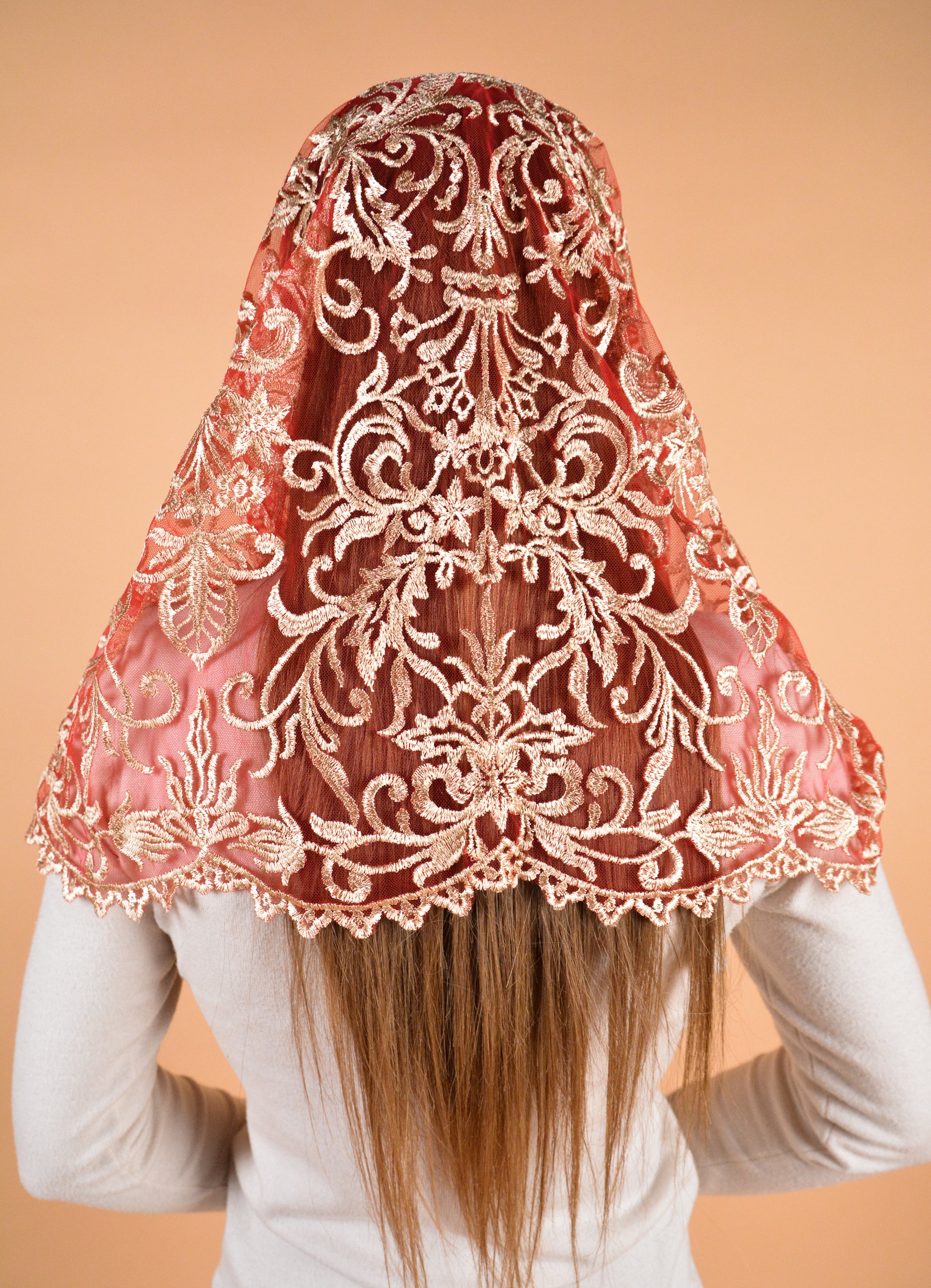 GOLD & RED INFINITY VEIL - MariaVeils
