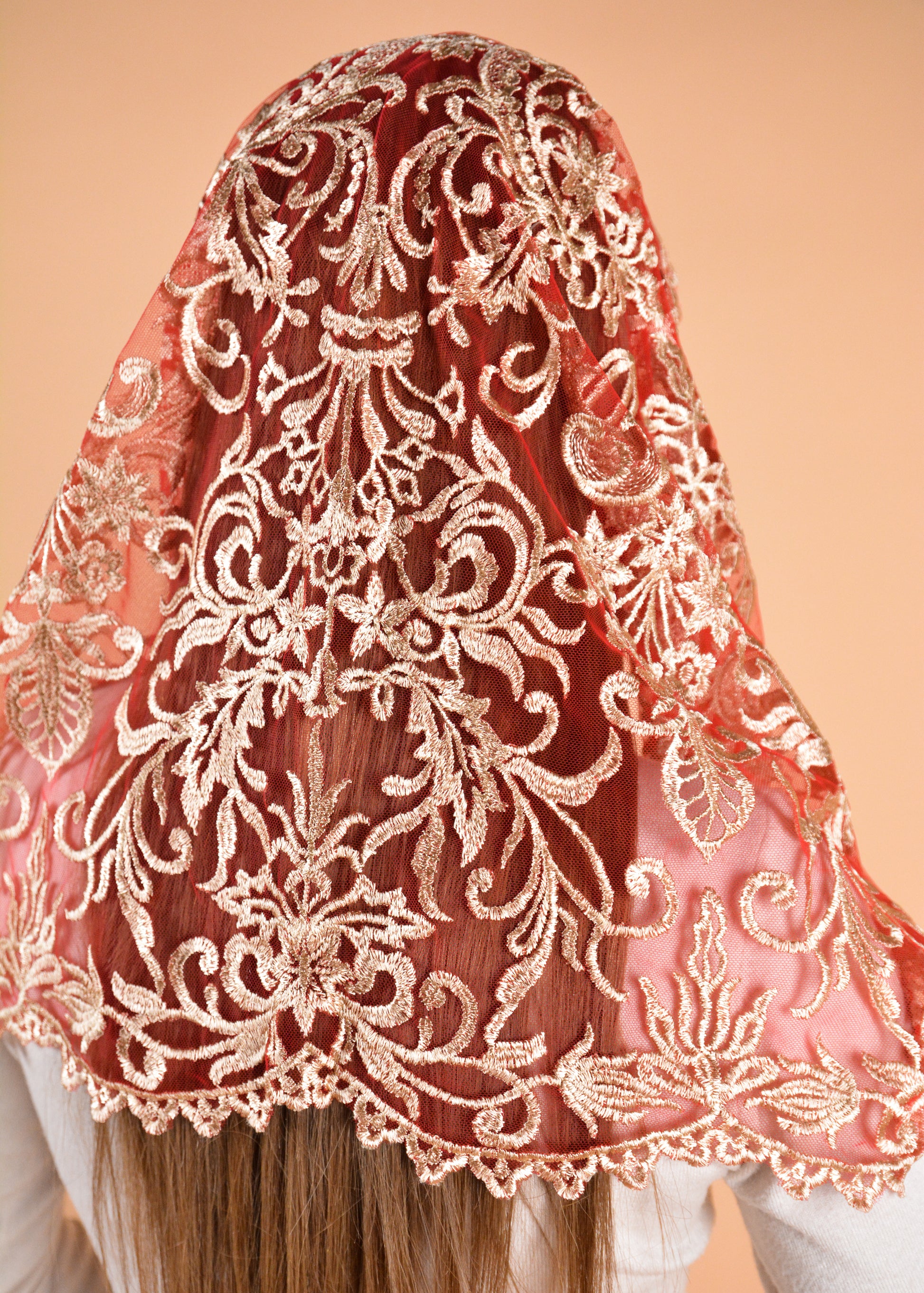 GOLD & RED INFINITY VEIL - MariaVeils