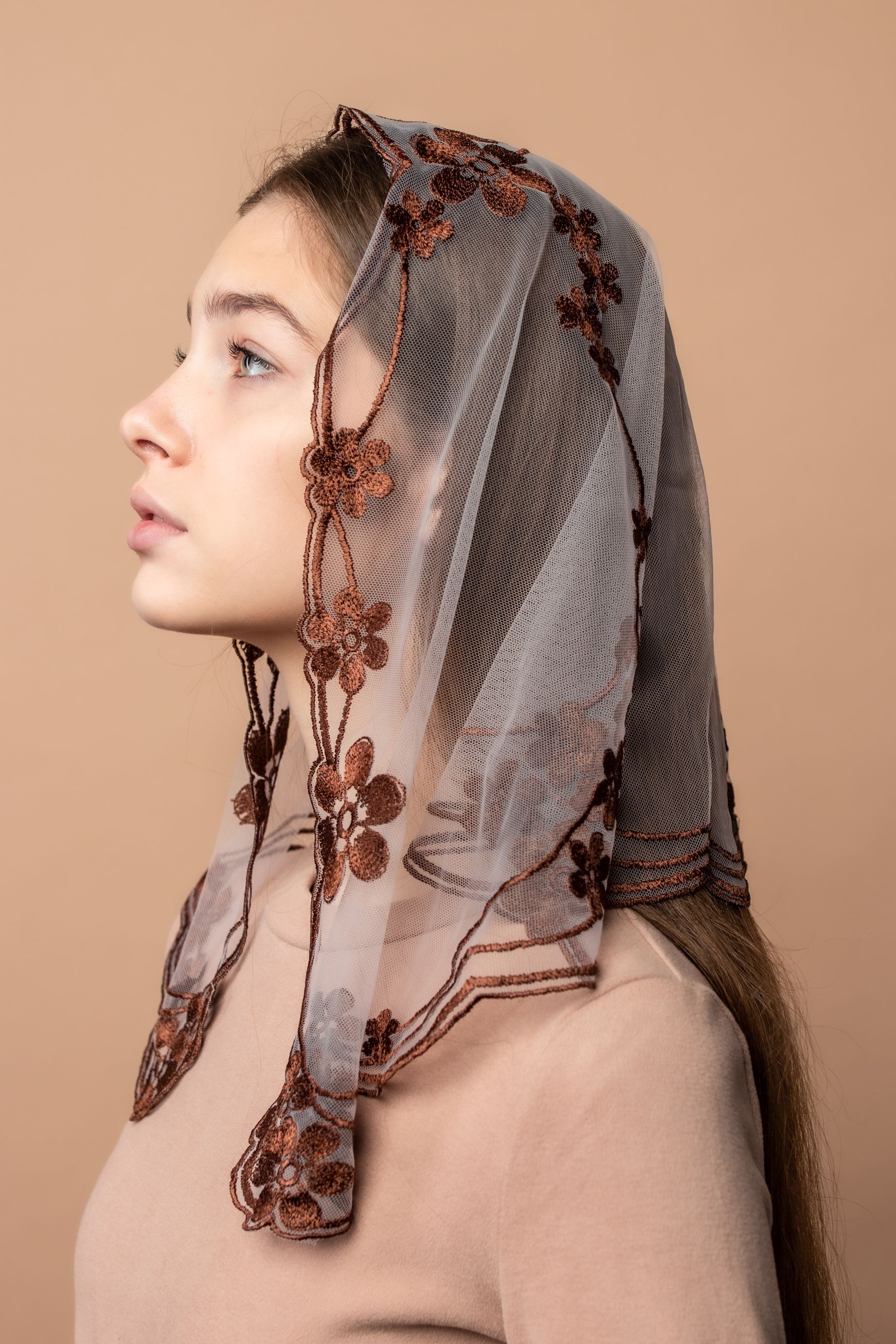 NEW COLOR Bestseller! Brown lace veil - MariaVeils