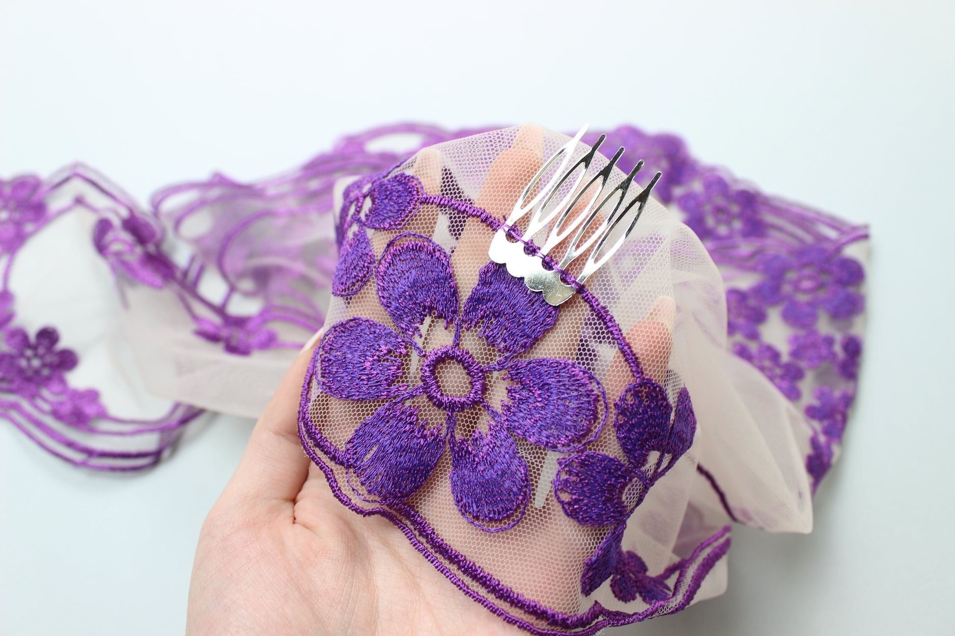 NEW COLOR Bestseller! Purple lace veil - MariaVeils