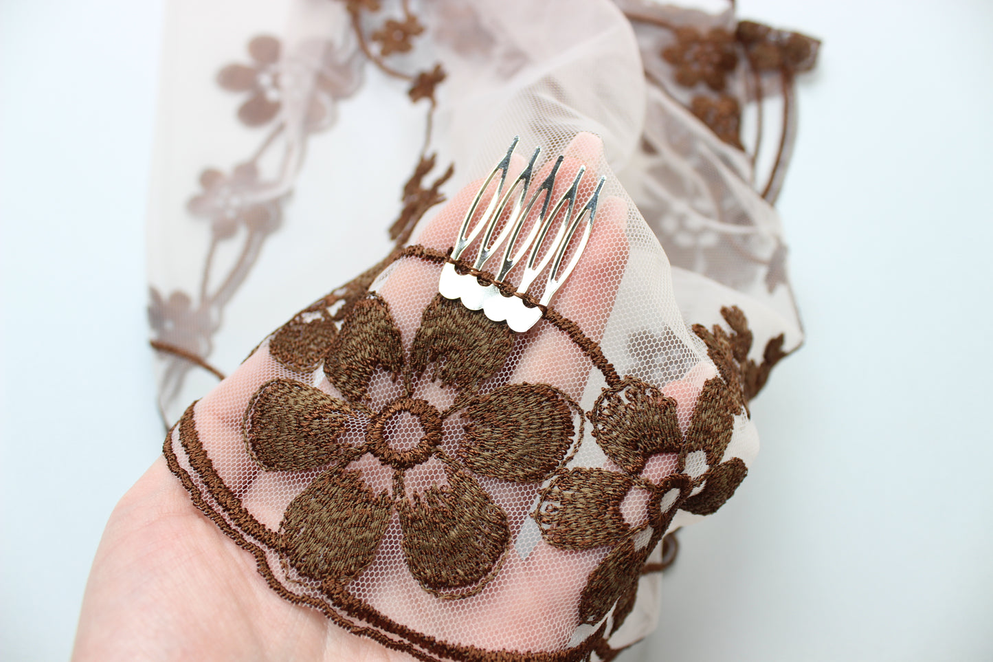 NEW COLOR Bestseller! Brown lace veil - MariaVeils