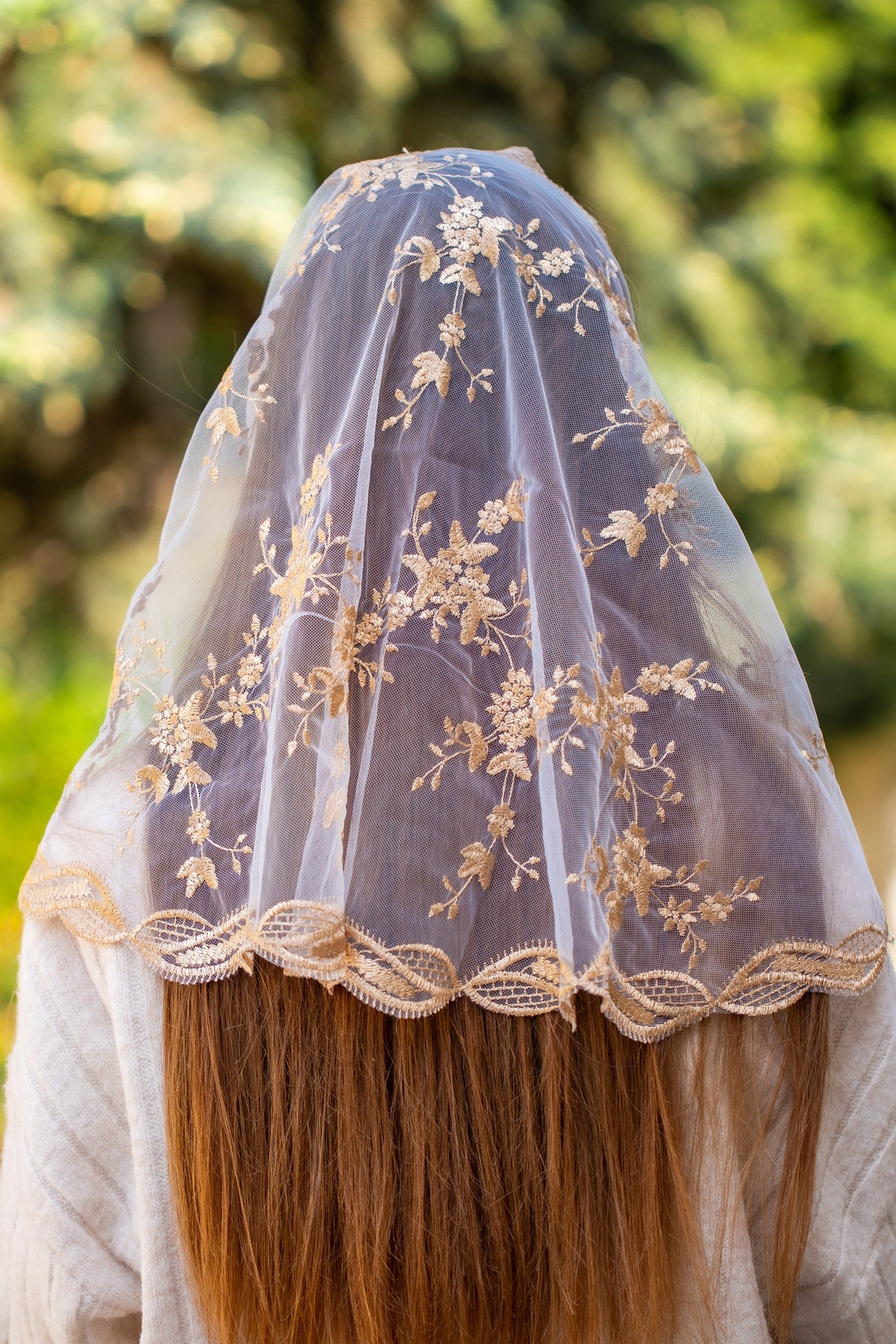 Catholic gold  chapel veil - MariaVeils