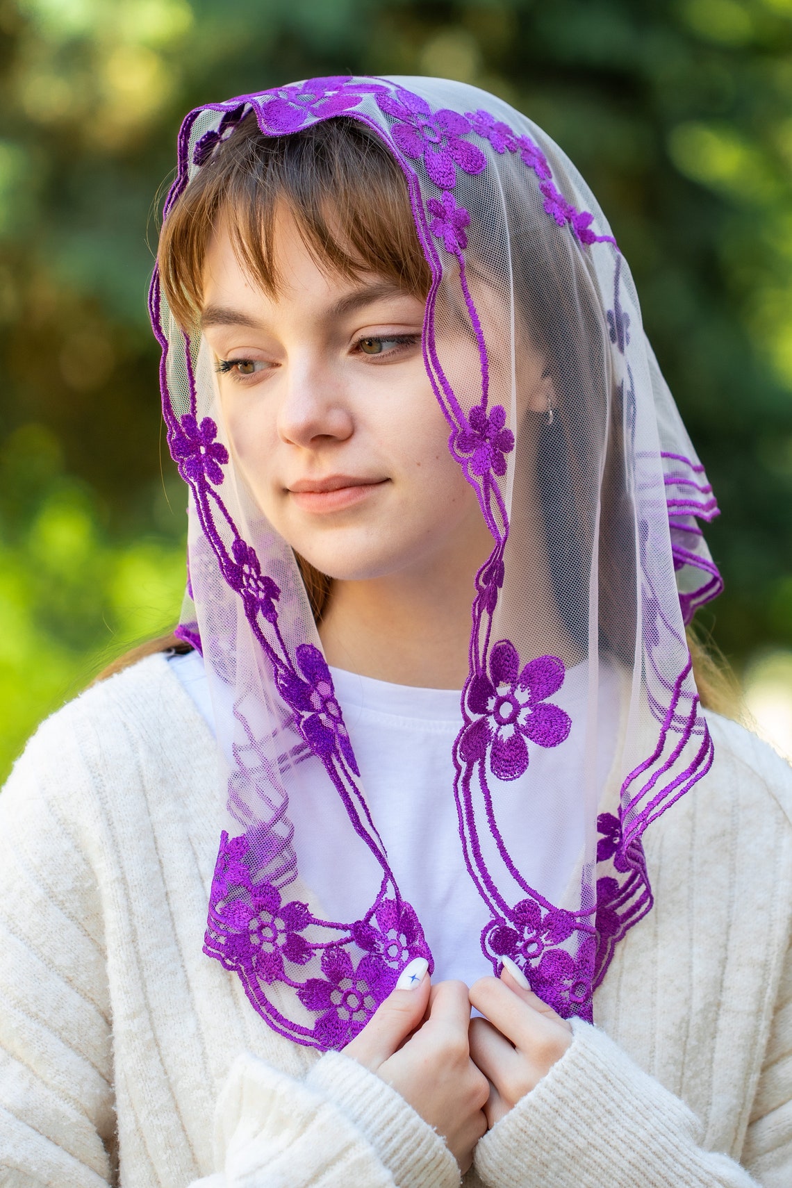 Purple lace veil - MariaVeils
