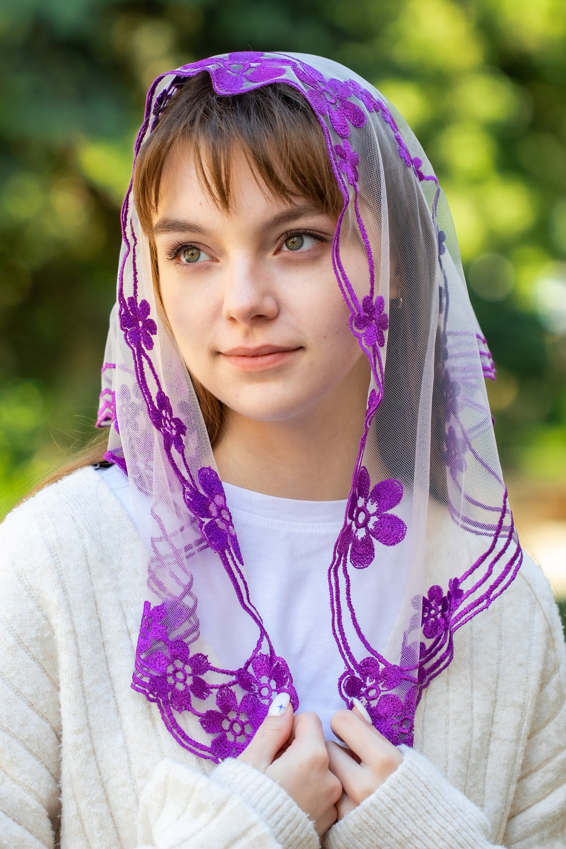 Purple lace veil - MariaVeils