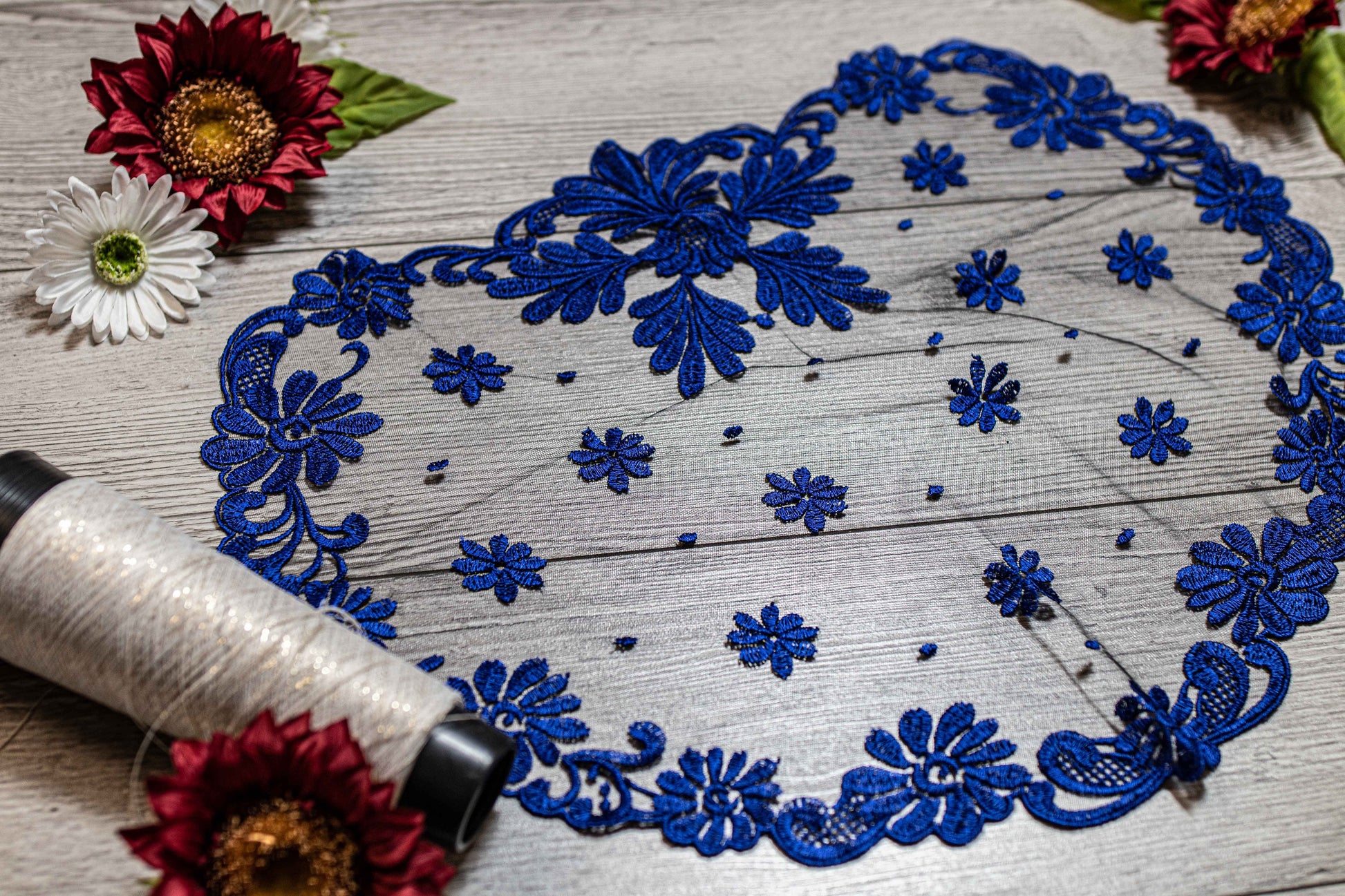 Blue lace chapel veil - Maria Veils